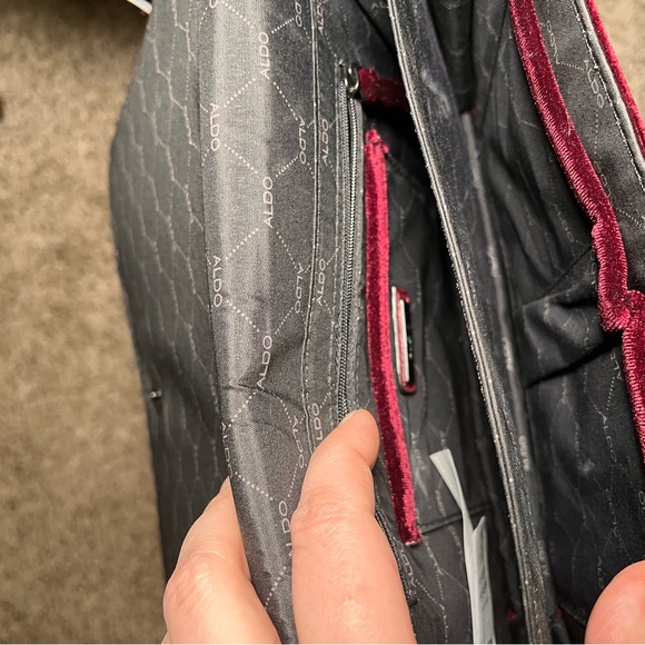 Aldo‎ Velvet Crossbody Bag with Chain - Deep Red - Picture 5 of 10